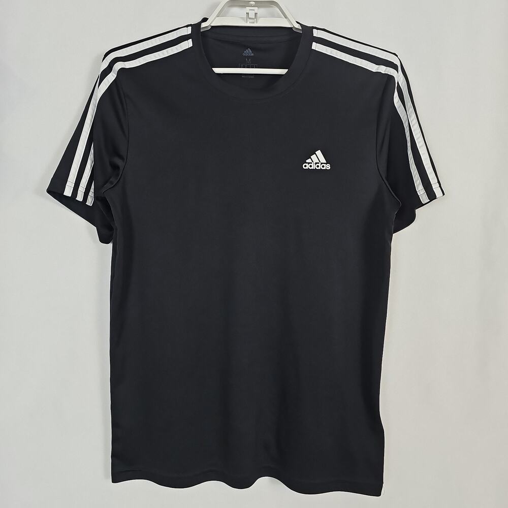 Adidas Men's Climalite Black 3-Stripes Crewneck Athletic Gym T-Shirt Size M